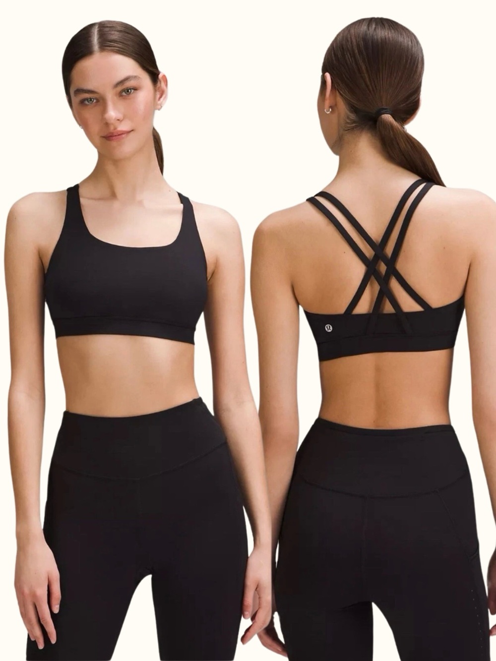 Lululemon Energy Bra Medium Support B-D Cups Black Size 6